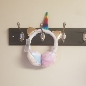 Girls Faux Fur Unicorn Rainbow Earmuffs